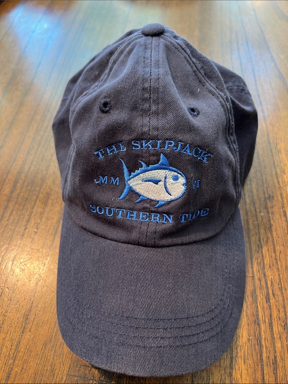 Southern Tide Navy Cap with Blue and Cream Fish Embroidery